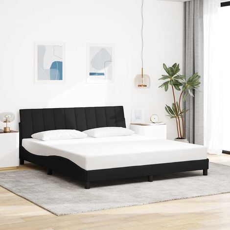 Cadre de lit sans matelas-Structure de lit Hanko noir 180x200 cm tissu 666150 (1/5)
