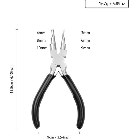 Pince à bijoux 6-en-1, 15,5 cm, pour boucles et formage de fil, outil DIY créations de bijoux, 1 pièce (1/4)