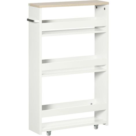CARRELLO BAGNO SALVASPAZIO A 3 RIPIANI 48X15X80CM LEGNO BIANCO (1/5)