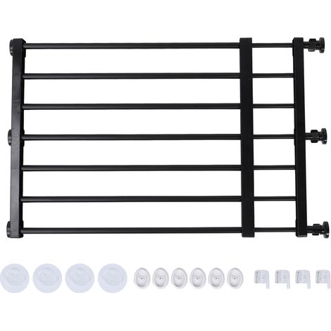 Barrière pour chien courte extensible, réglable, polyvalente, installation facile, enjambement pour animal domestique, pour porte intérieure, escalier, fenêtre, cuisine, noire, grande, hauteur : env.4 (1/5)