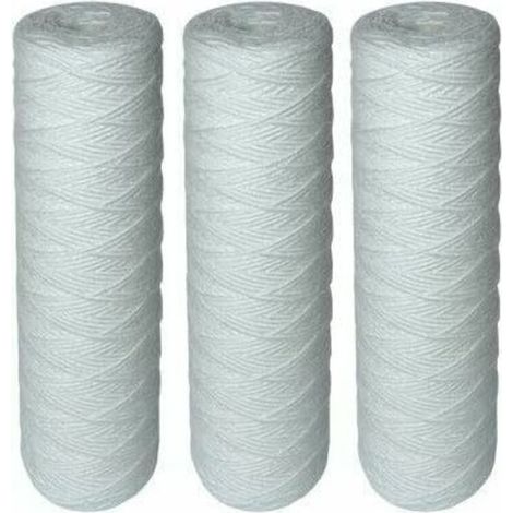 Lot de 3 Cartouches Filtrantes Bobinées pour Filtre à Eau – Filtration des Sédiments jusqu’à 25 microns – Format Standard Universel 10" pouces – Durée : 1 an (1/5)