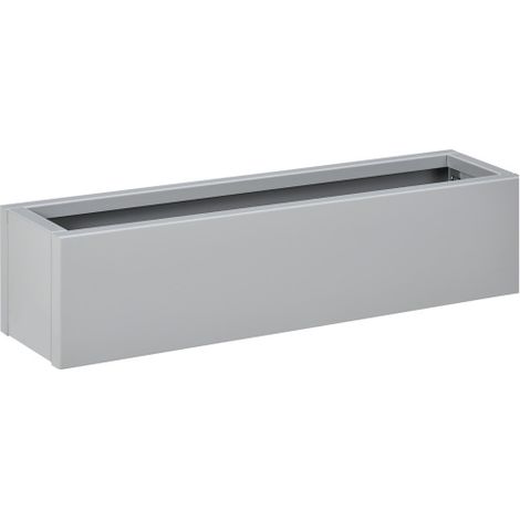 Outsunny Pflanzkübel Kräuterkübel Blumentopf Balkon Terrasse Stahl Grau 91x22x22cm
