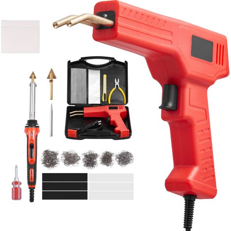 Mophorn Kit de soldador de plástico de lujo, pistola de soldadura de plástico de 100 W + soldador de 60 W/100 W. Herramienta profesional de reparación de plástico con 1000 grapas calientes