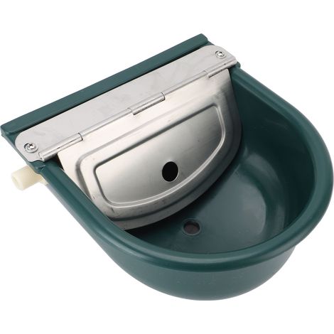 Abreuvoir pour bétail, distributeur d'eau, mangeoire de ferme en plastique avec couvercle en fer et flotteur, vert, pour bovins, ovins et chevaux (1/5)