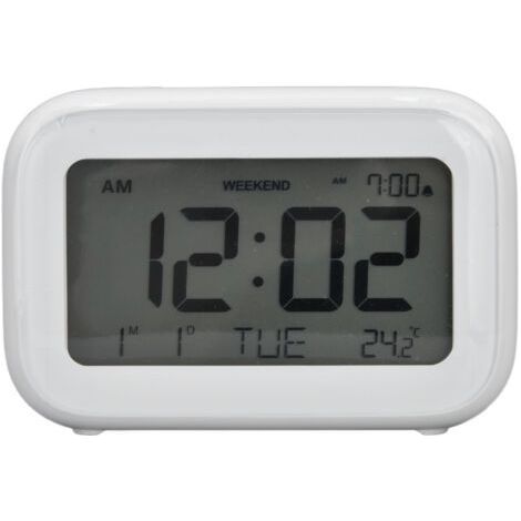 Mini réveil numérique avec écran LCD fonction Snooze formats 12H 24H pour chambre voyage bureau blanc (1/5)