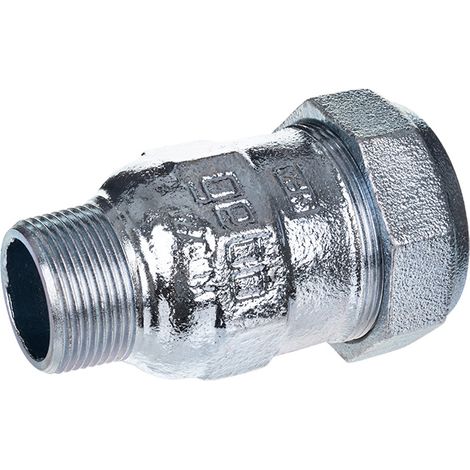 Gebo – Raccord à compression mâle en fonte malléable galvanisée 2" – Filetage plomberie 60,3 mm – Pour eau, air comprimé et mazout jusqu'à 80°C