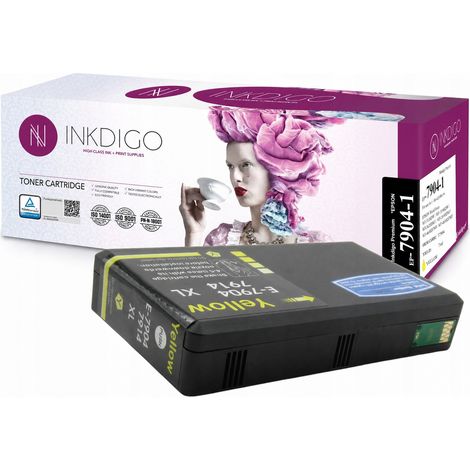 Tinta Inkdigo T7904 compatible con Epson WorkForce Pro WF-5110DW WF-5690DWF. Certificación TÜV. (1/4)