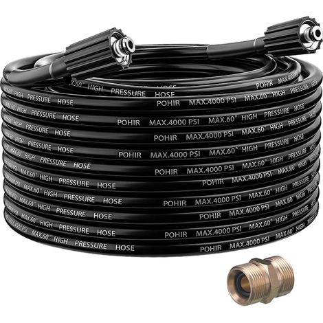 15M Tuyau de Rechange d'extension pour Nettoyeur Haute Pression, Flexible Tuyaux avec M22 Fileté Mâle Remplacement Connecteur pour Karcher Standard M22-14 Connexion