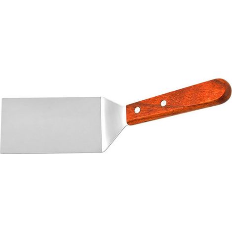 Spatule en acier inoxydable, spatule métallique pour poêle en fonte, spatule pour plaque de cuisson de barbecue avec manche en bois, pelle élastique à trou (1/5)