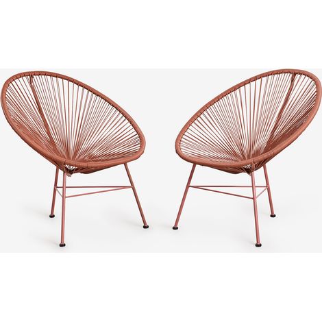 Lot de 2 fauteuils en acier et rotin synthétique New Acapulco SKLUM Rouge Tuile (1/5)