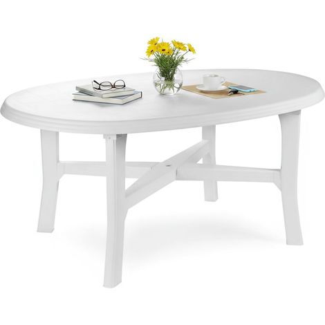 Dmora Modularer ovaler Tisch, Made in Italy, 165 x 110 x 72 cm, Weiße Farbe