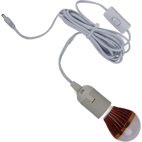 Ampoule LED Solaire Spiral E27 5W 12V Blanc, avec Câble DC 3m pour Tente Camping, Éclairage de Secours (1/5)