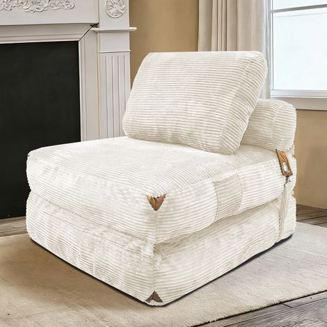 Divano letto pieghevole in flanella bianco OKMYHOME (1/2)