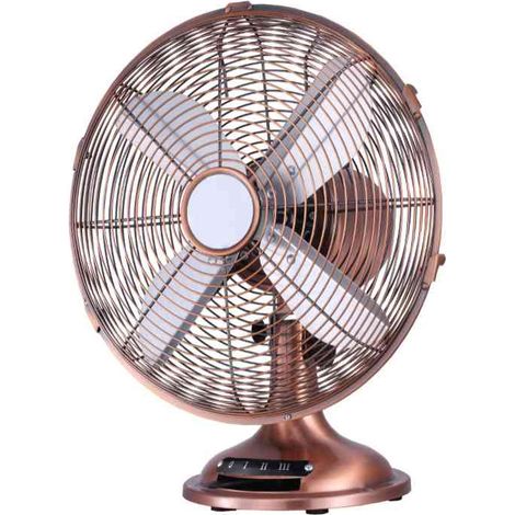VENTILATORE DA TAVOLO IN METALLO COLOR RAME 30CM REGOLABILE 3 VELOCITA' 35W