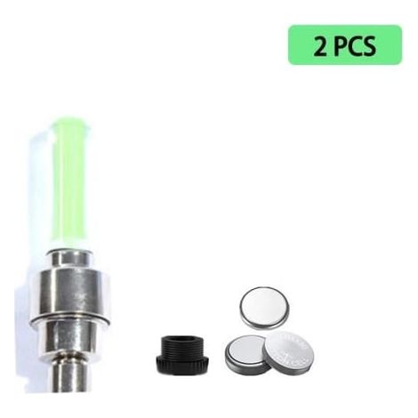 Décoration de vélo, rayons de vélo néon avec pile, bouchons de valve de pneu, éclairage de roue LED, accessoires de vélo - 2 pièces vertes