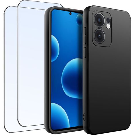 Ensemble de 2 coques en silicone noir mat avec verre pour Oppo Reno 13 FS 5GF 5G (1/5)