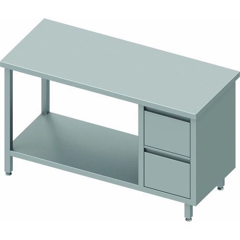 Table Inox Pro Avec Tiroir & Etagère - Sans Dosseret - Gamme 800 - Stalgast