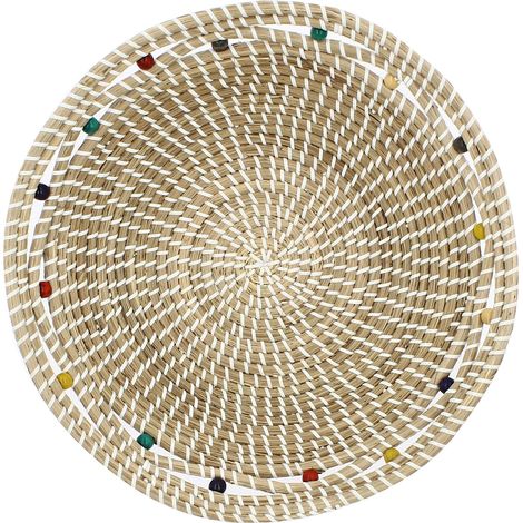 Corbeille ronde en jonc de mer et perles de bois, MILOS (1/5)