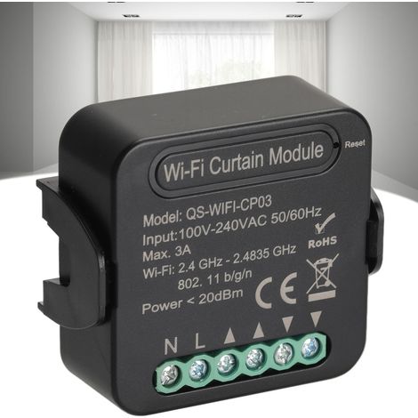 Interrupteur de rideau WiFi 100-240 V CA, interrupteur de rideau dissimulé, contrôlé via l'application Graffiti et Alexa (1/5)