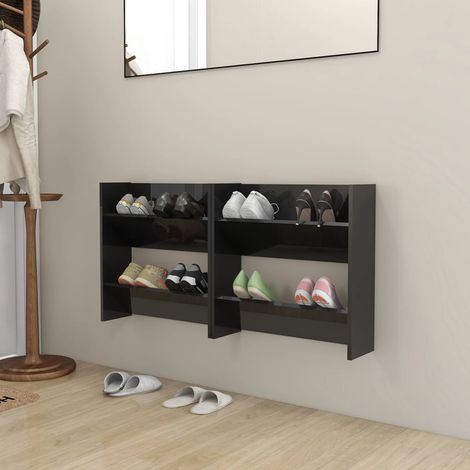 Wand-Schuhschränke 2 Stk. Hochglanz-Schwarz 60x18x60 cm vidaXL (1/5)