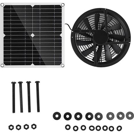 Kit ventilatore solare, 100W, 3000 giri/min, ventilatore di scarico impermeabile da 25 cm (10 pollici) alimentato da pannello solare, ventilatore solare protetto per pollaio (1/5)