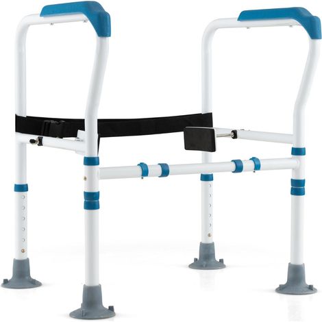 Barra de apoyo para inodoro 62-68 x 49,5 x 65,5-78 cm seguridad optimizada plegable estilo moderno acero azul 200010978 (1/2)