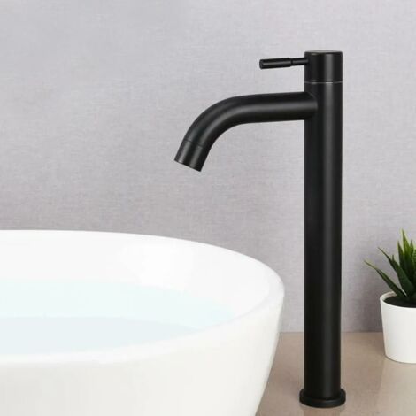 Robinet de lavabo haut en acier inoxydable avec eau froide unique, vasque de comptoir de salle de bain préfabriquée (1/3)