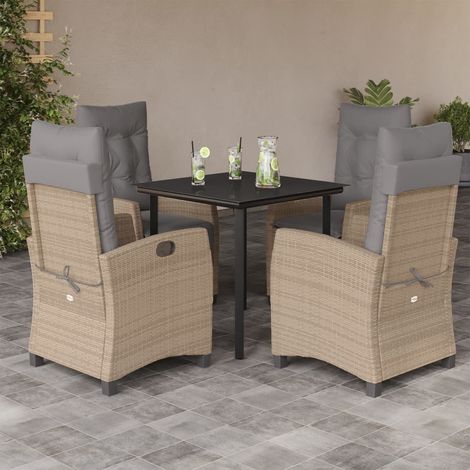vidaXL Ensemble à manger de jardin coussins 5 pcs mélange beige rotin (1/5)