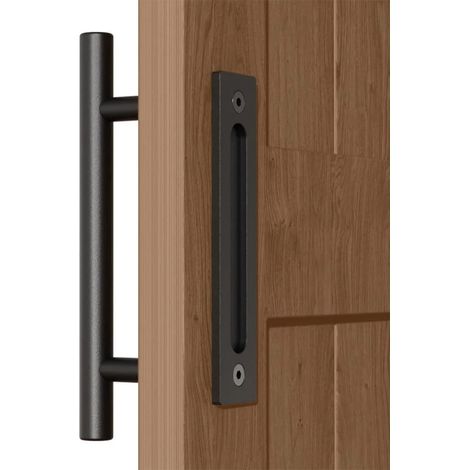Poignée Porte de Grange Coulissante 30 cm – Poignée Noire en Métal Style Industriel (1/5)