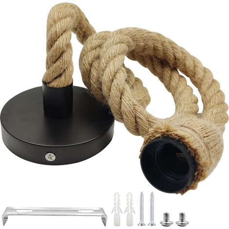 Suspension E27 corde chanvre 100 cm – rétro industriel – bar/café/restaurant – sans ampoule