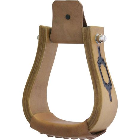 Etriers en bois de l'Ouest avec des motifs Navajo sur les côtés et plate-forme recouverte de cuir