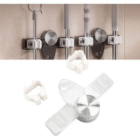 [Besen- und Mopphalter] + [Wandhalterung mit Saugnapf für Haustiere, 2 Aufbewahrungsfächer] + [Platzsparende, werkzeuglose Organisation] (1/5)