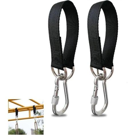Lot de 2 sangles de suspension pour balançoire d'arbre, ceinture robuste de 50 cm avec mousqueton de sécurité pour siège de balançoire hamac et sac de sable