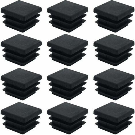 40 bouchons carrés en plastique noir de 20 mm x 20 mm pour pieds de meubles, étagères et pieds de chaises.