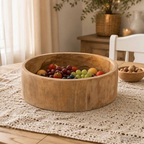 vidaXL Portafrutta JEPARA Marrone Teak Ø 30 cm (1/5)