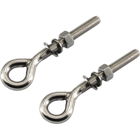 Lot de 2 boulons à œillet M12 en acier inoxydable avec écrou et rondelles à tige longue filetée (1/5)