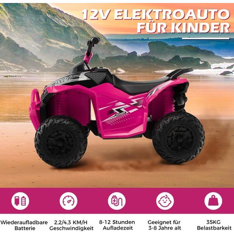 Quad infantil electrico de 12v con velocidad de 2243 kmh y velocidad de 2243 kmh bocina musica y amplificador luces led quad electrico rosa