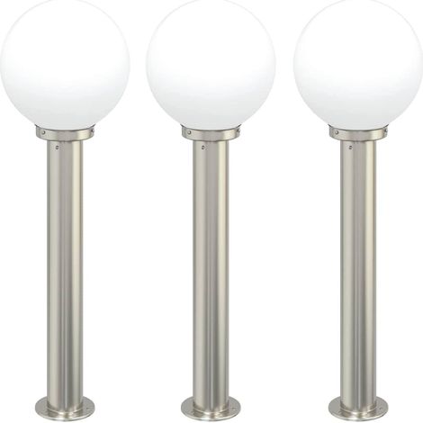 Bornes lumineuses lot de 3 80 cm acier inoxydable IP44 vidaXL (1/5)