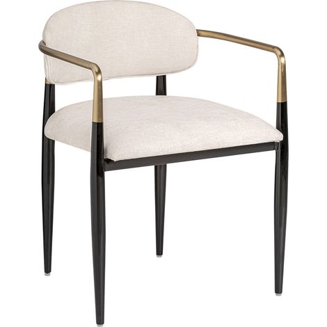Chaise Laggan élégance Art Déco en acier - Blanc cassé texturé avec accents noirs (1/5)