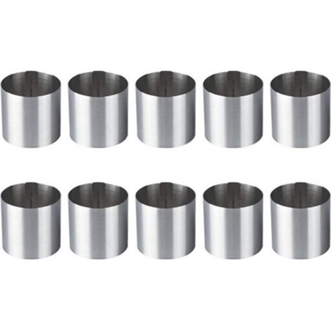 10-teiliges Set aus runden Ausstechformen für Mousse und Gebäck aus Edelstahl, geeignet für Fondant usw.