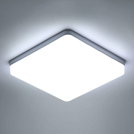 GOECO Plafoniera LED Quadrata, Lampada da Soffitto LED, Plafoniera LED IP44, Lampada da Soffitto Adatta per Bagno Cucina Camera da Letto Corridoio Balcone 36W 6500K (23x23CM)