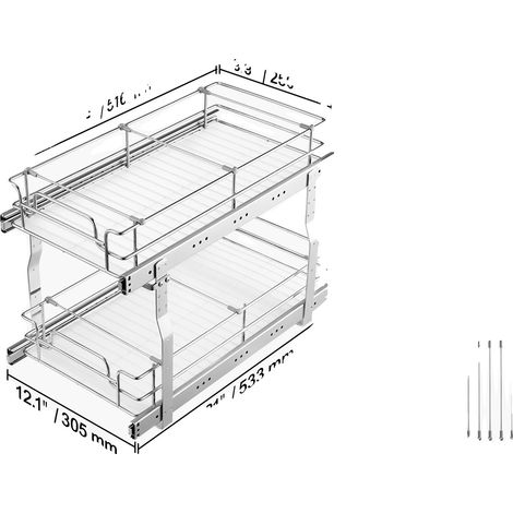 Schrankorganizer, Schwerlast, Einfache Installation, 12Zoll (1/2)