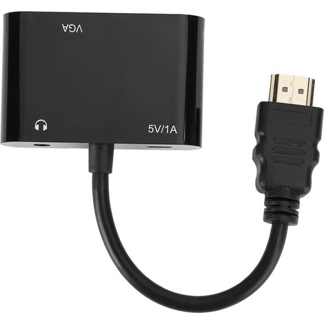 Convertisseur Vidéo HDMI vers HDMI/VGA/Audio 3.5mm avec Alimentation, Affichage Simultané 4K HD