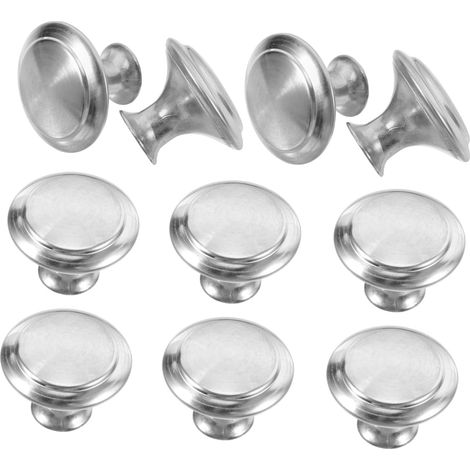 10pièces Boutons Ronds Acier Inoxydable Brossé Argenté Pour Placard Armoire Cuisine Boutons Poignées Armoire (1/5)