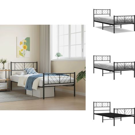 Cadre de lit métal sans matelas avec pied de lit noir 80x200 cm - Cadre De Lit Metal - Lit Double - Lit Simple - Literie - Meuble Chambre (1/5)