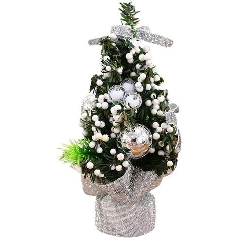 Artificiel 20 cm Décore Mini Noël Décoration Table Bébé Fille Miniature Arbre de Noël Déco Noël Enfant Garçon pour Salon Chambre Adultes Intérieur (Argenté, 20 cm) (1/5)