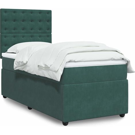 vidaXL Sommier à lattes de lit avec matelas Vert foncé 90x200 cm