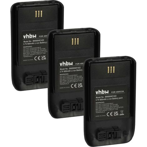 vhbw 3x Akku kompatibel mit Mitel 5614 schnurlos Festnetz Telefon (800 mAh, 3,7 V, Li-Ion) Schwarz