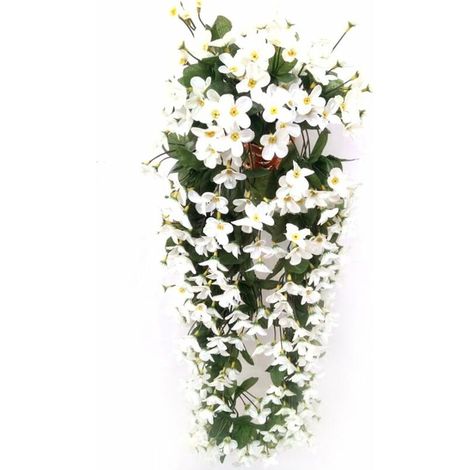 Fleurs artificielles suspendues à 4 pétales, fleurs artificielles suspendues de glycine pour la décoration de la maison de mariage (blanc) (1/3)