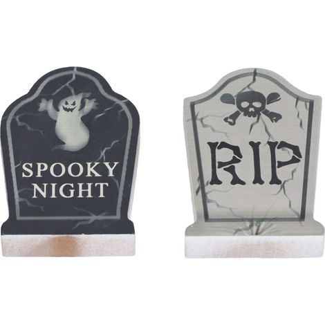 Lot Halloween pierres tombales en bois décoration scène de fête des morts (modèle JM01256) (1/5)